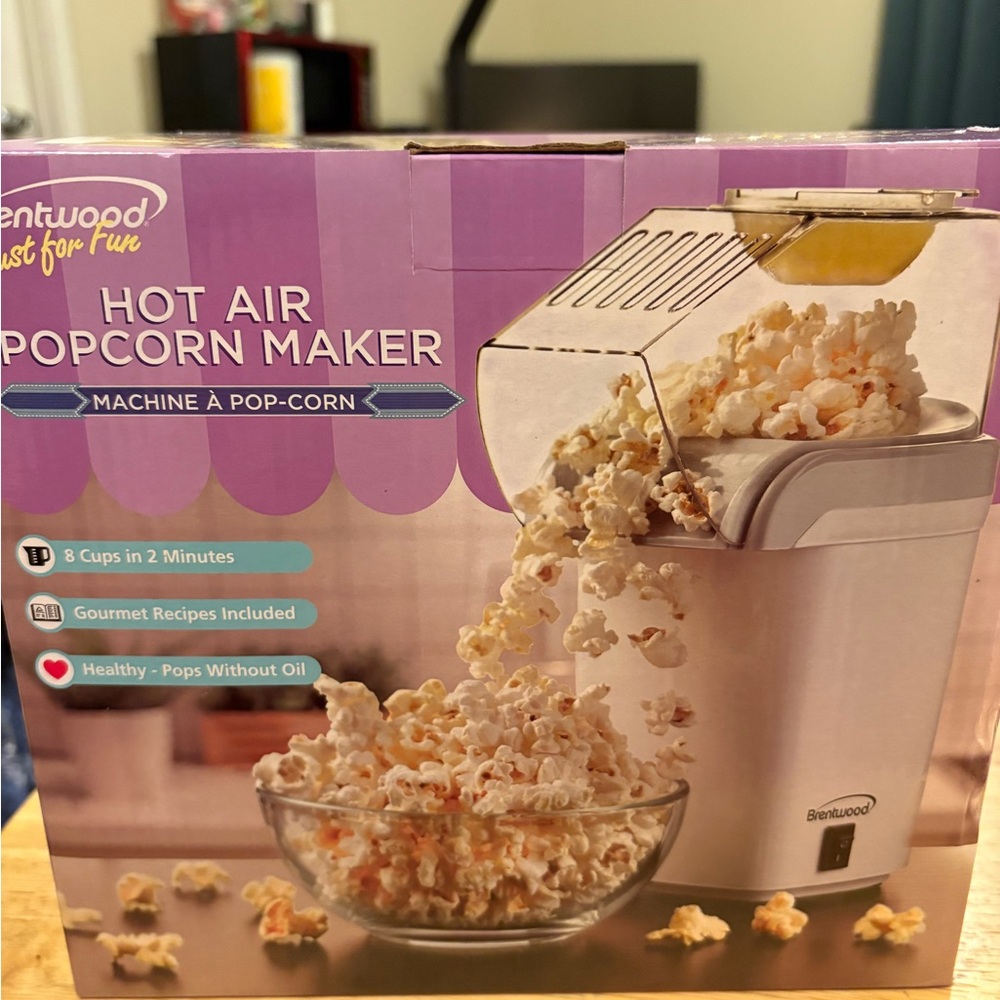 Brentwood Hot Air Popcorn Maker BNIB makes 8 cups in 2 minutes no oil